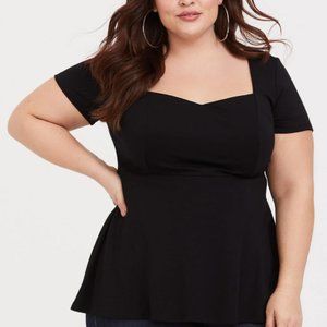 Torrid Short Sleeve Peplum Top Black